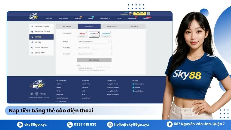 Nạp tiền Sky88: Nạp tiền bằng thẻ cào điện thoại